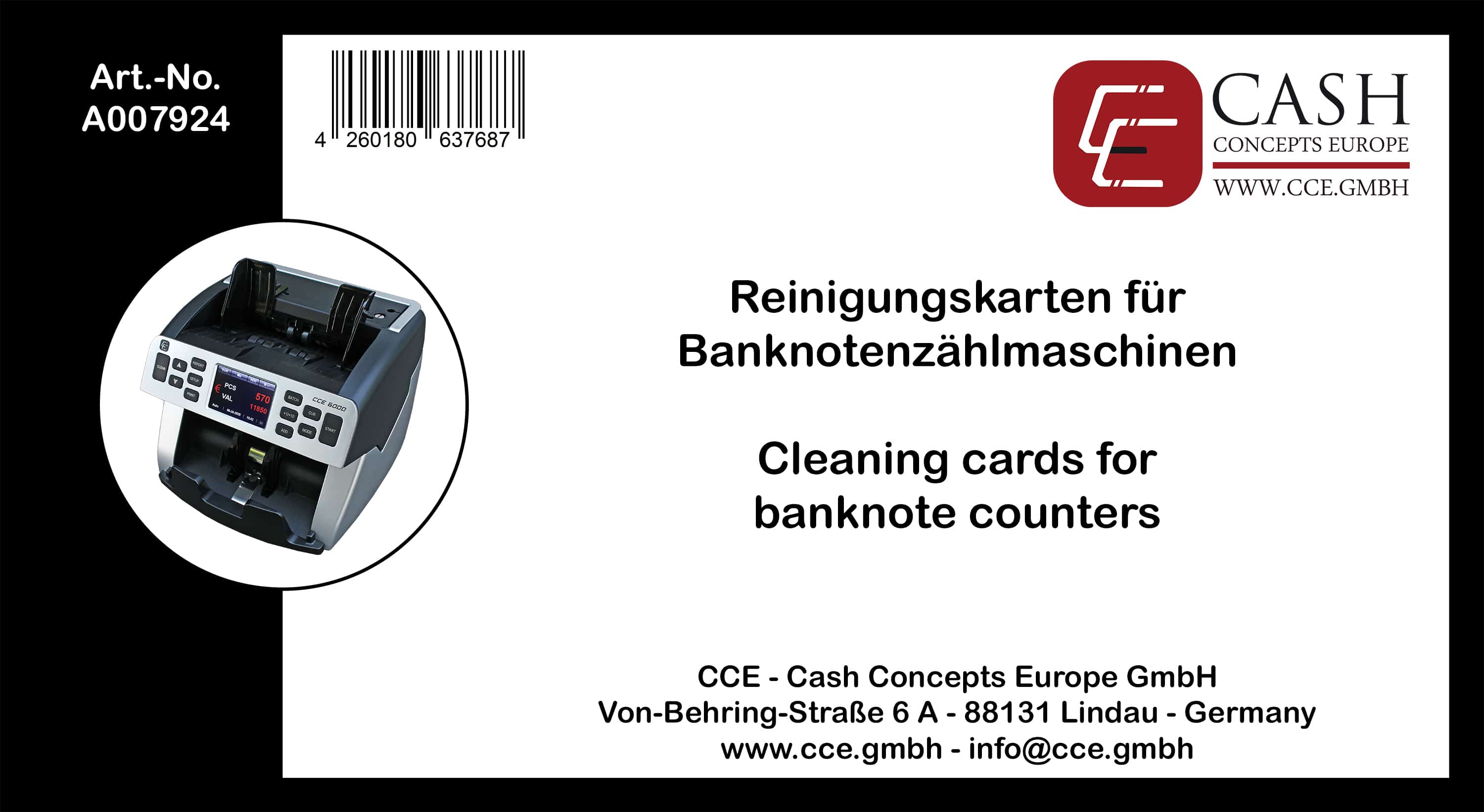 Cleaning cards for banknote counter