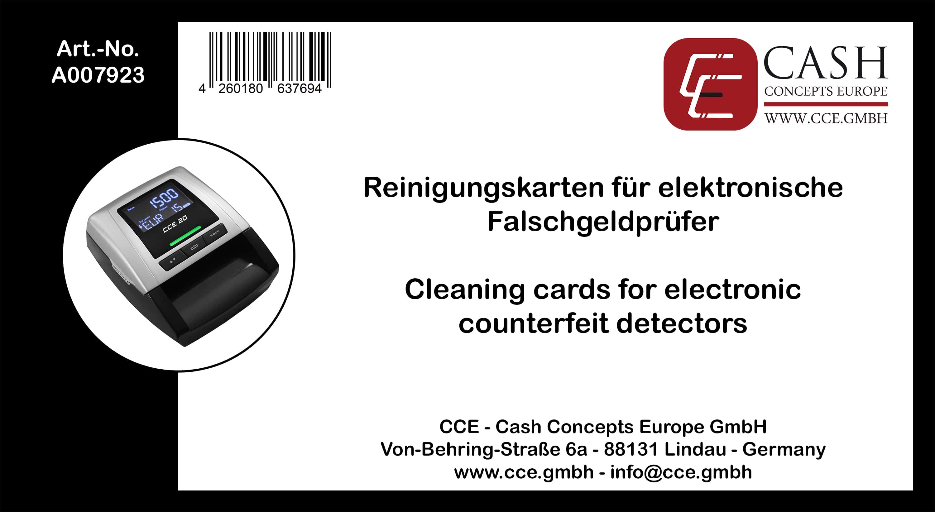 Cleaning cards for counterfeit detectors